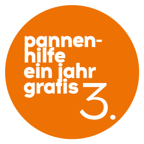 Kreis mit Text: 3. Pannenhilfe ein Jahr gratis